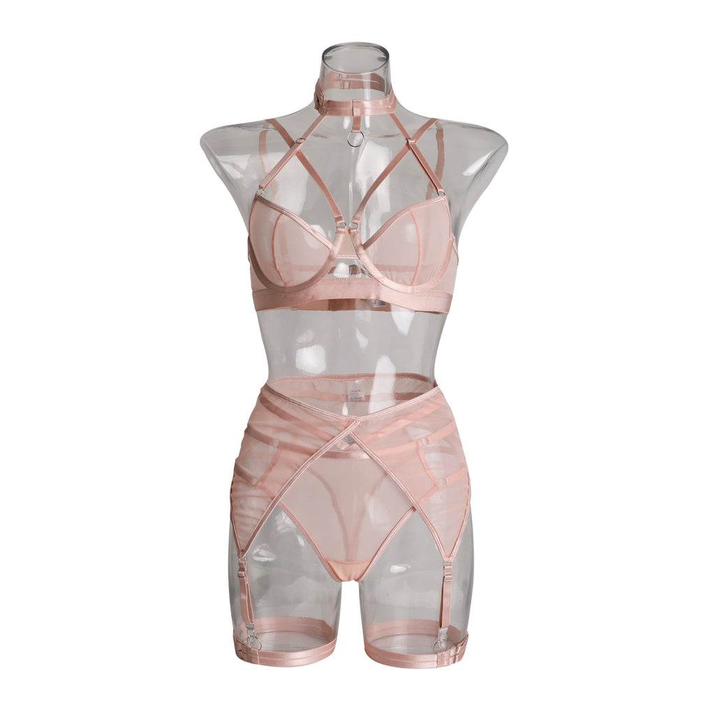 Ladies Solid Color 3PCS Lingerie Set SKLG4090