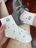 Ladies Embroideries Dog Polka Dot Knit Boat Socks SKAS50011