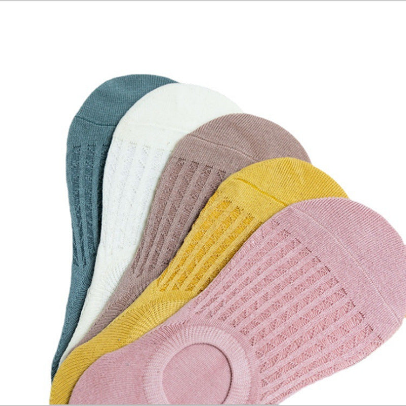 Ladies Solid Color Knit Boat Sock SKAS50027