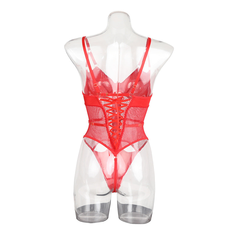 Ladies Solid Color See Through Lingerie Teddy SKLG4099