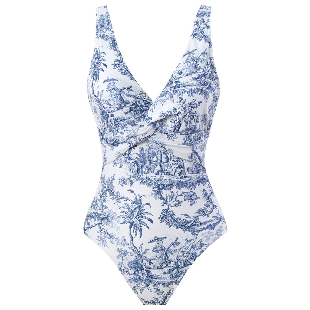 Ladies Floral Print One Piece with Cover SKSW40138