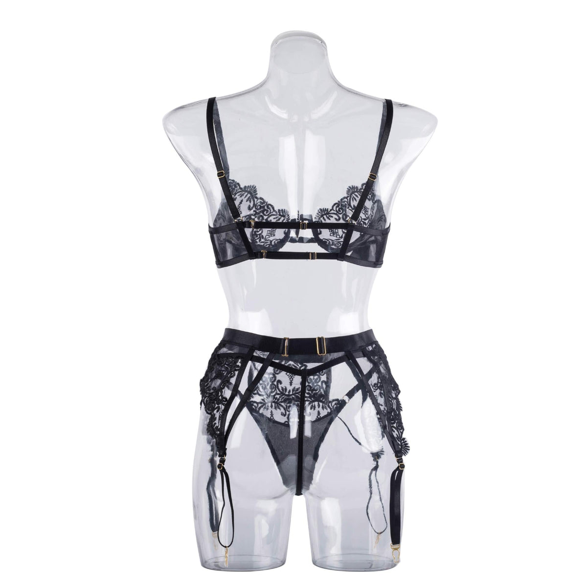 Ladies Floral Embroidery 3PCS Lingerie Set SKLG4156