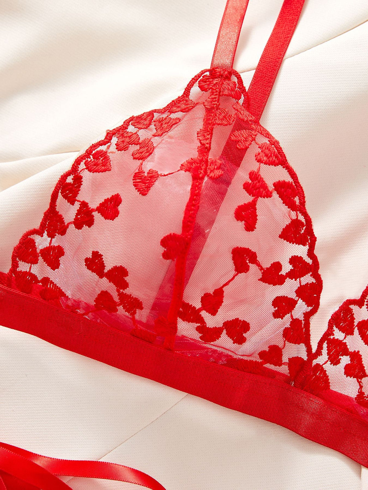 Ladies Heart Embroidery triangle 2PCS Lingerie Set SKLG4129
