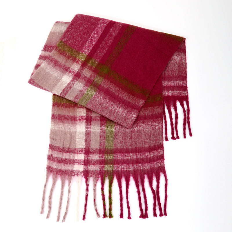 Laides Plaid Color Block Everyday Scarf SKAS4203