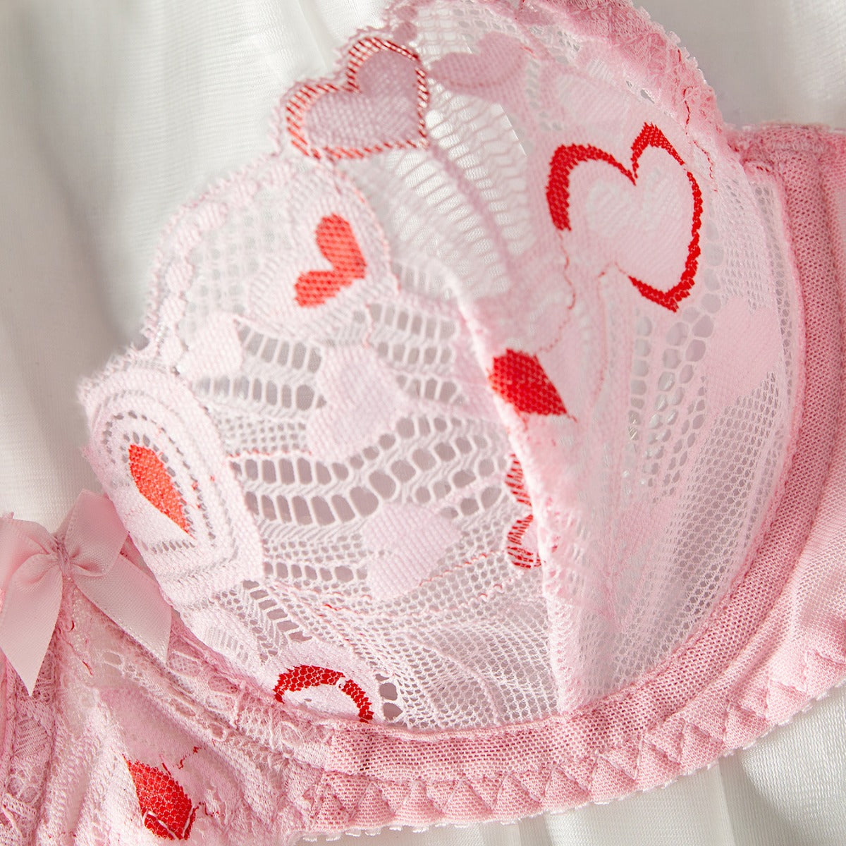 Ladies Valentine Heart Lace 3PCS Lingerie Set SKLG4047