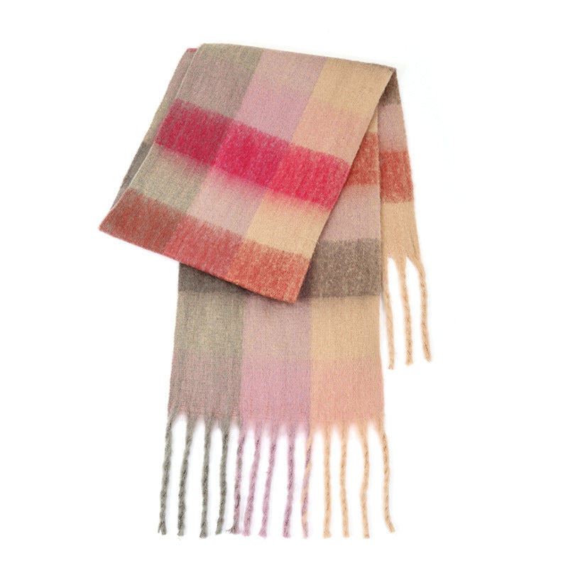 Ladies Color Block AC Plaid Daily Scarf SKAS4201