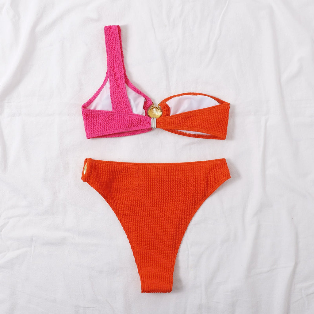 Ladies Color Block Seashell 2PCS Bikini Set SKSW40103