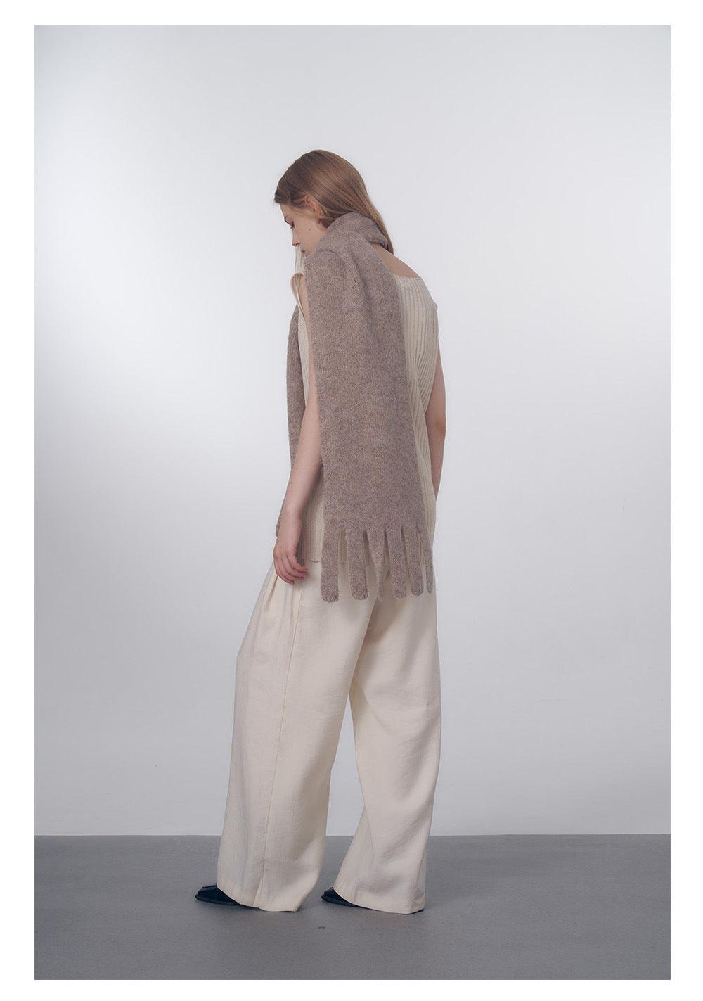 Ladies Basic Solid Color Tassel Wool Blend Soft Scarf YW008