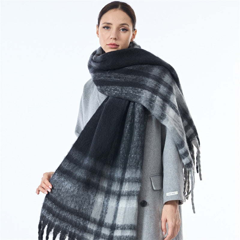 Laides Plaid Color Block Everyday Scarf SKAS4203