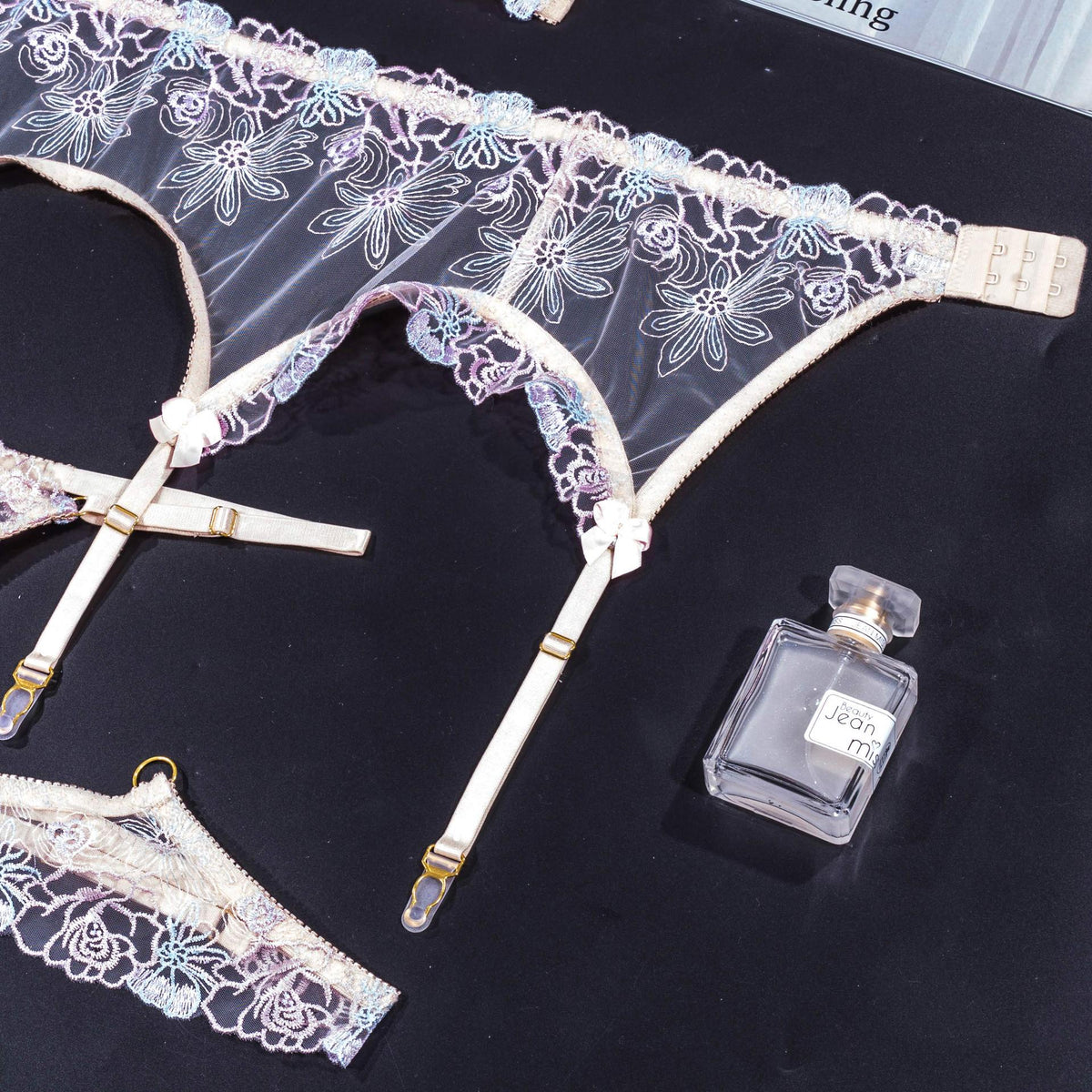 Ladies Floral Embroidery 3PCS Lingerie Set SKLG4102