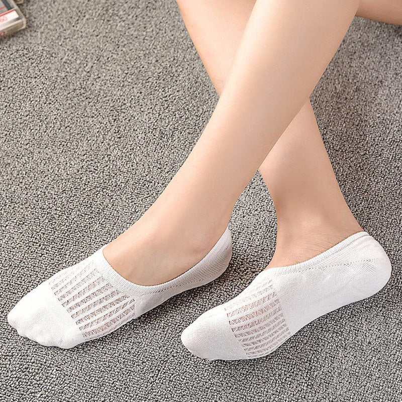 Ladies Solid Color Knit Boat Sock SKAS50027