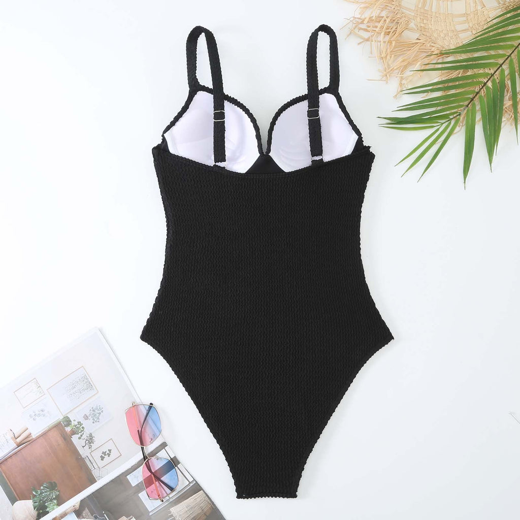 Ladies Wrinkle Basic One Piece Swimwear SKSW40156