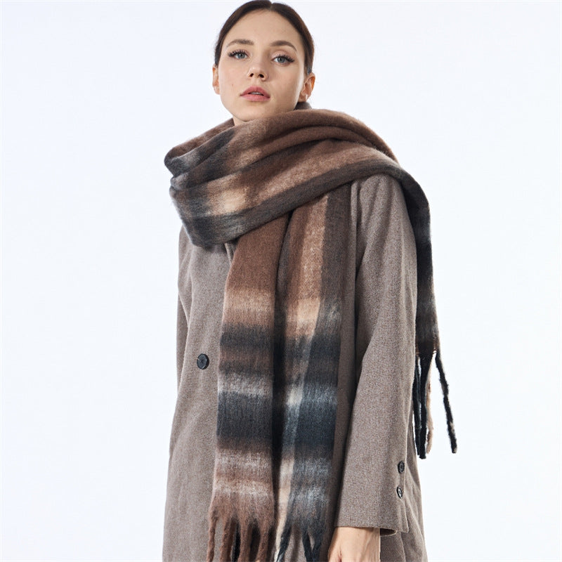 Laides Plaid Color Block Everyday Scarf SKAS4203
