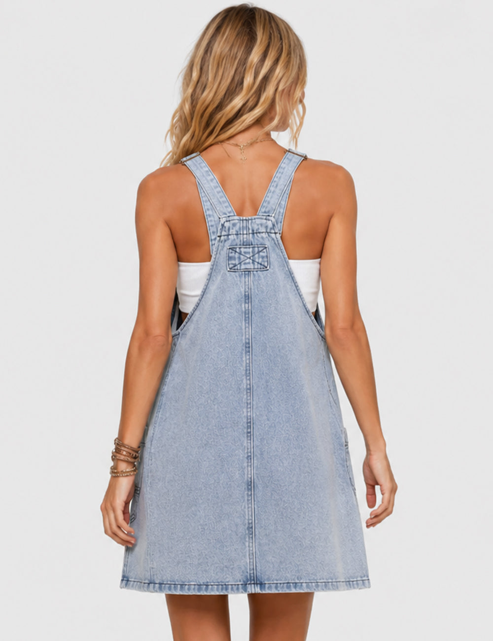 Ladies Pocket Denim Mini Overall Dress