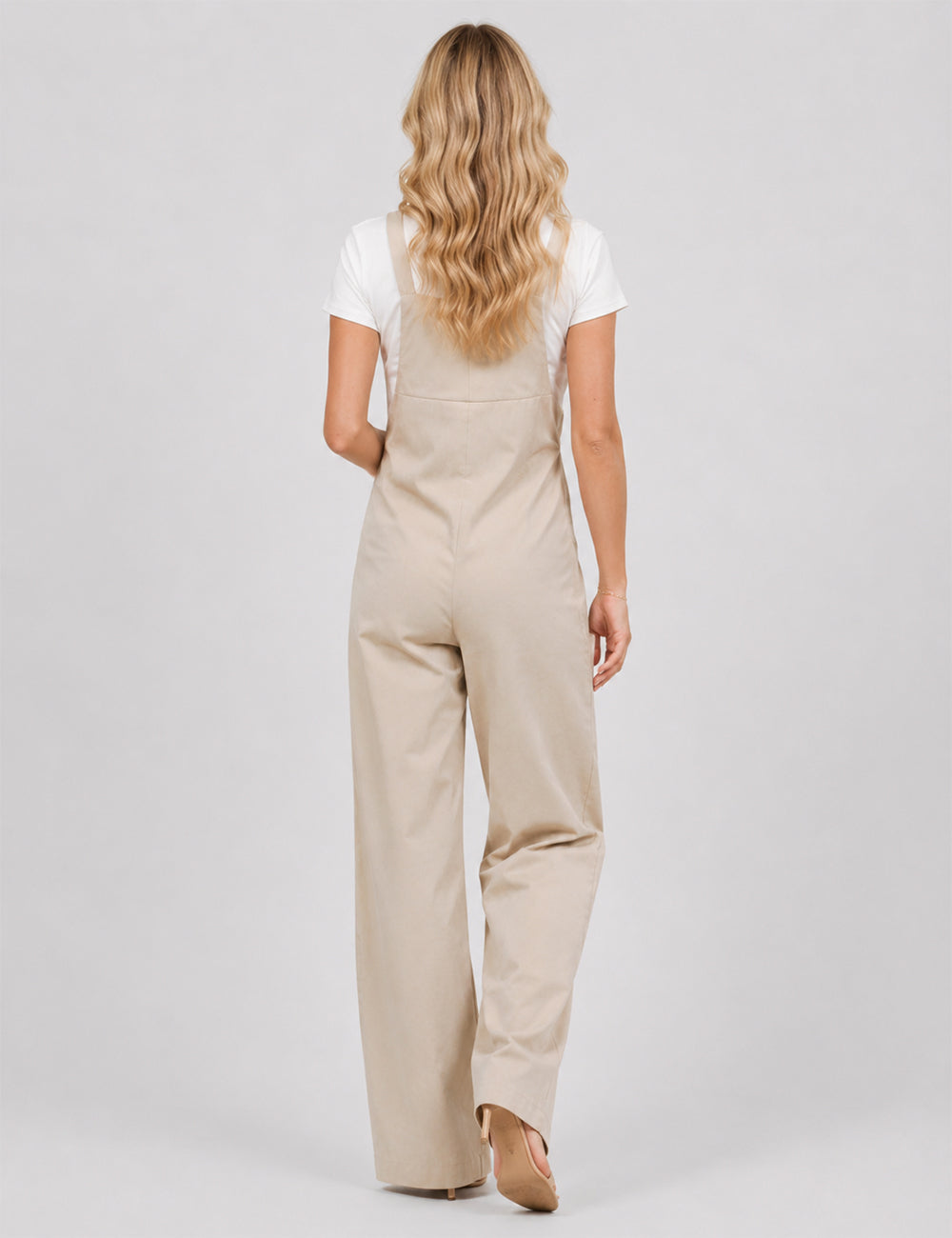 Ladies Solid Color Strape Shoulder Overalls Daily Jumpsuit