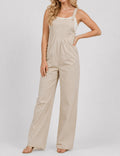 Ladies Solid Color Strape Shoulder Overalls Daily Jumpsuit
