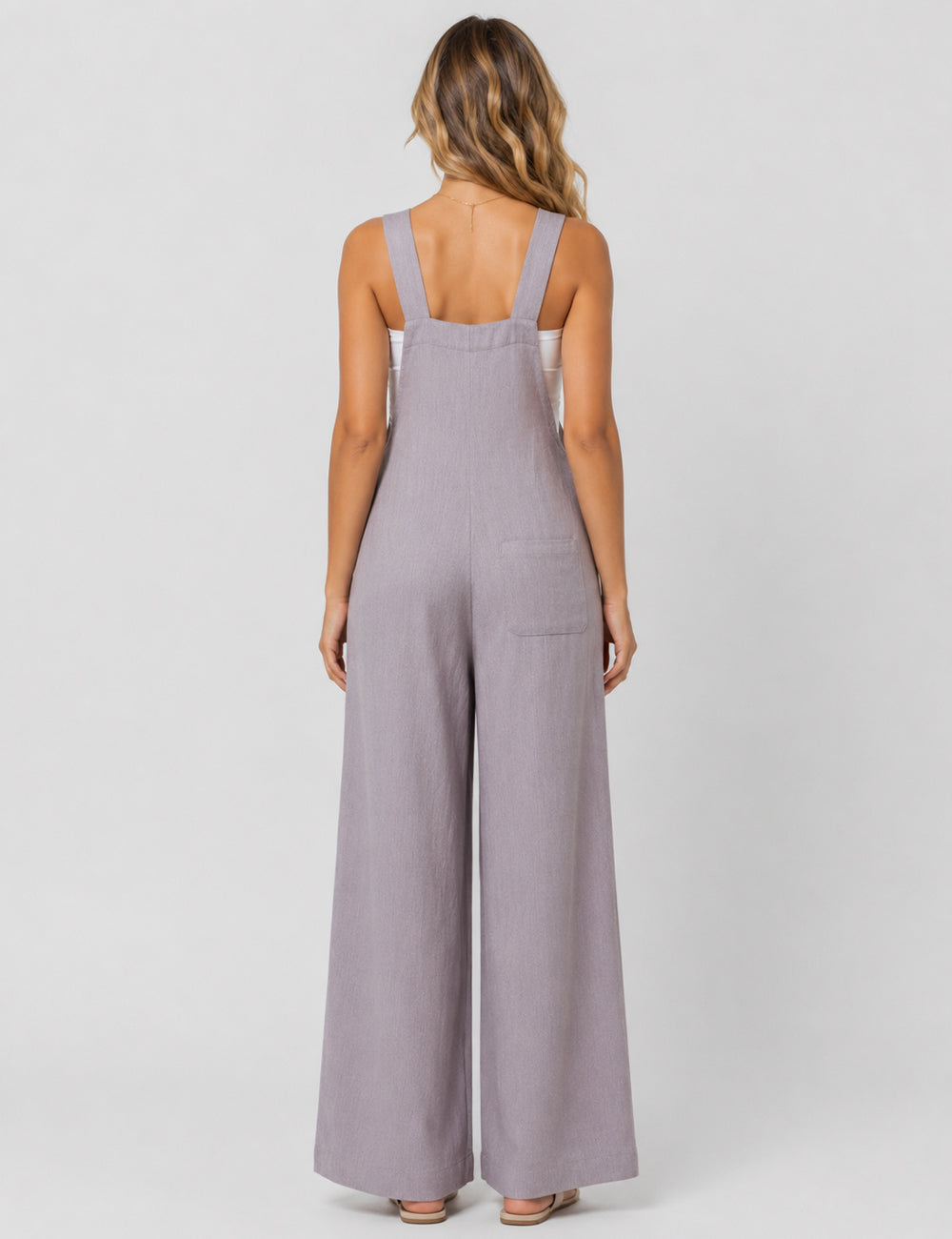 Ladies Solid Color Strape Shoulder Overalls Daily Jumpsuit