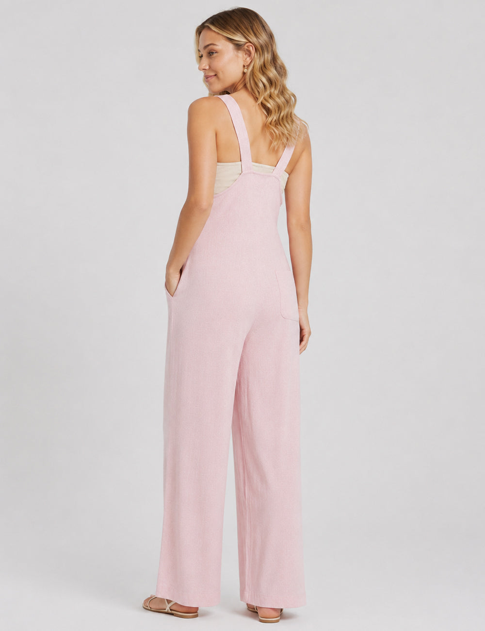 Ladies Solid Color Strape Shoulder Overalls Daily Jumpsuit