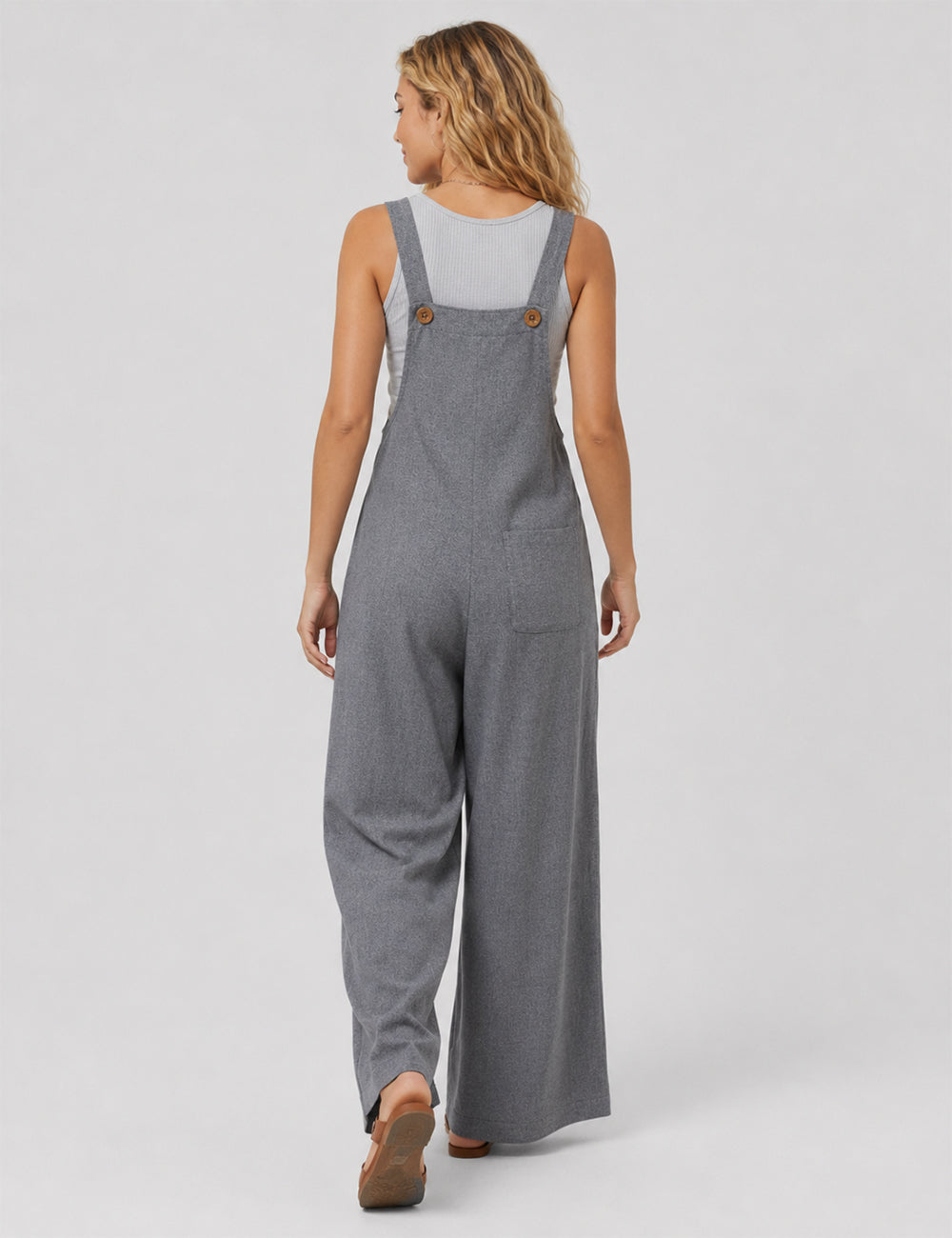 Ladies Solid Color Strape Shoulder Overalls Daily Jumpsuit