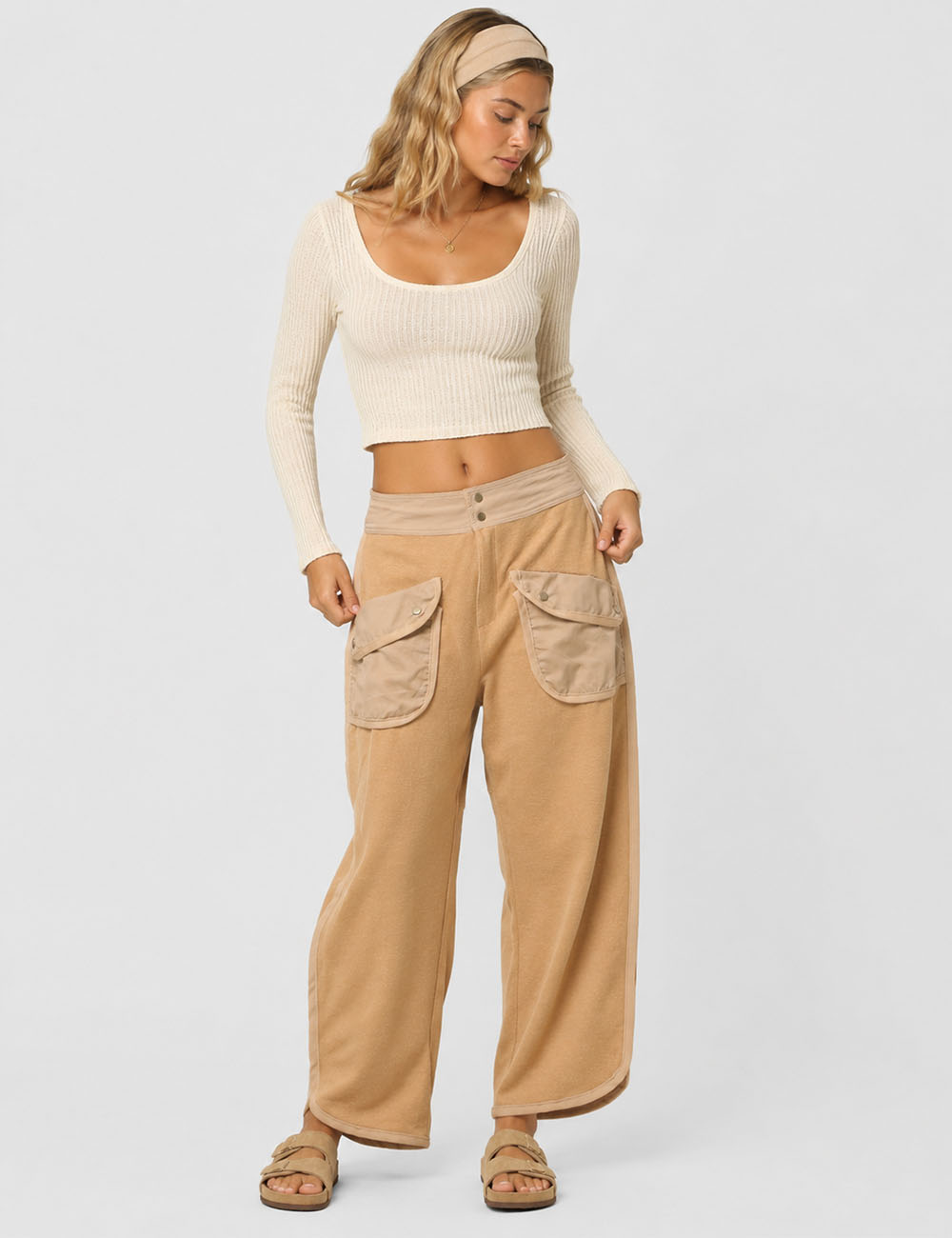 Ladies Pockets Pants Wide Leg Sweatpants