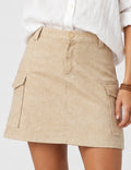 Ladies Pocket Solid Color Denim Mini Skirt