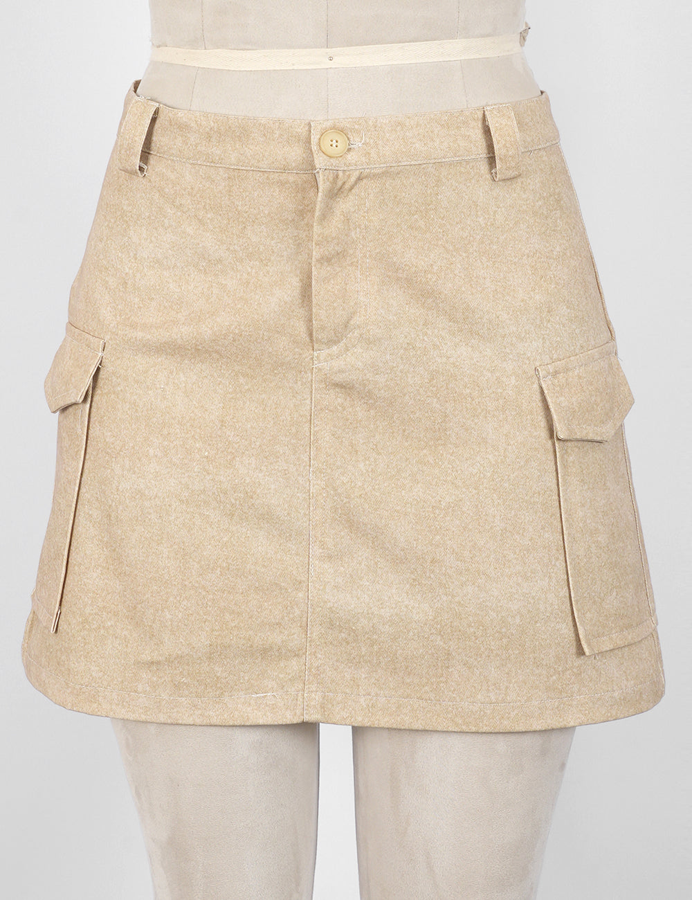 Ladies Pocket Solid Color Denim Mini Skirt