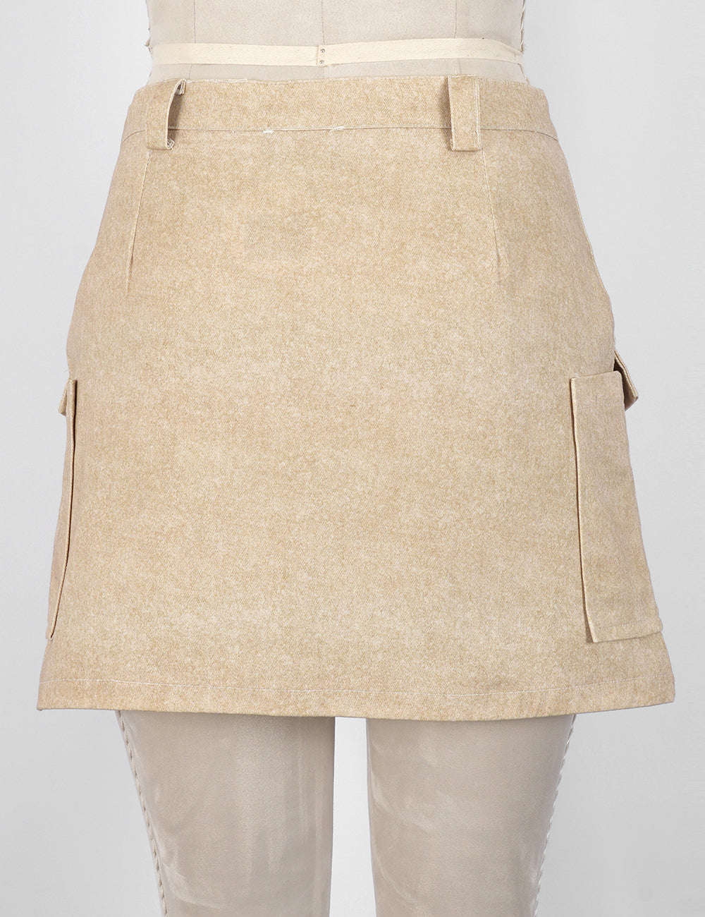 Ladies Pocket Solid Color Denim Mini Skirt