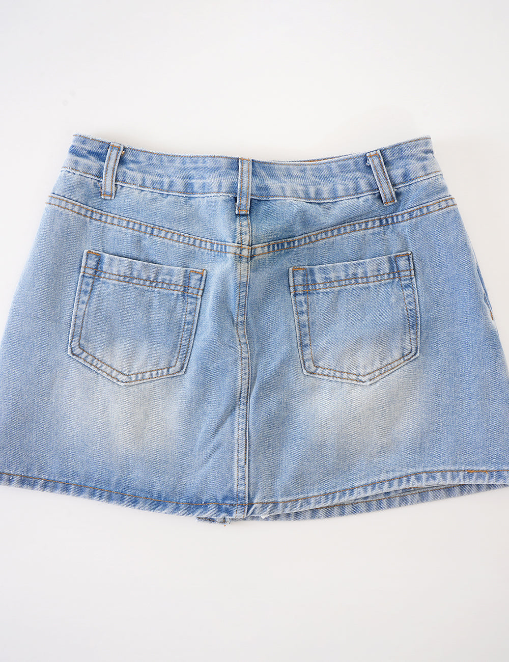 Ladies Asymmetrical Pocket Mini Denim Skirt