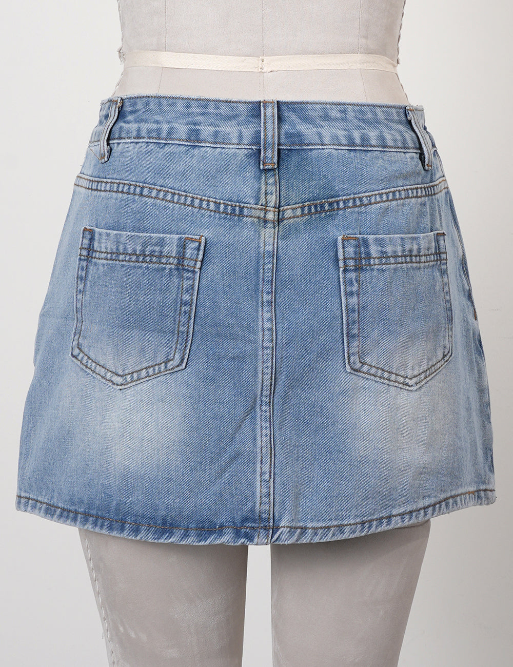Ladies Asymmetrical Pocket Mini Denim Skirt