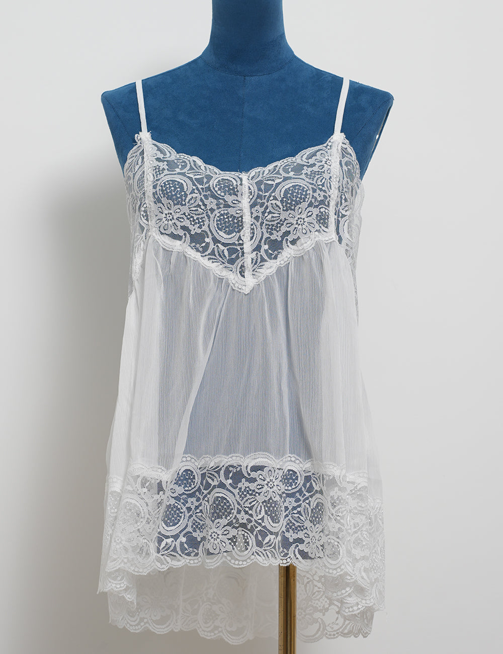 Ladies See Sheer Lace String Shoulder Cami Top