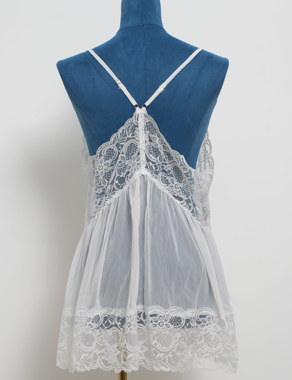 Ladies See Sheer Lace String Shoulder Cami Top