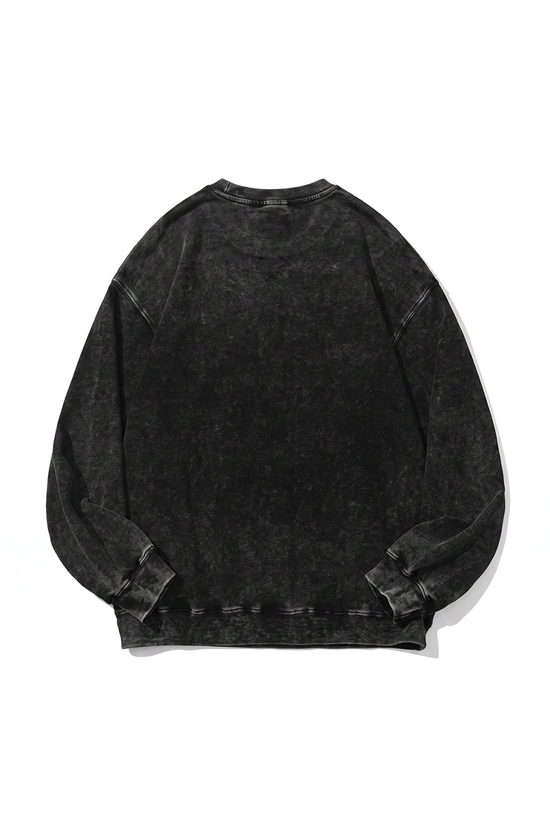 Unisex Fall Clothing Washed Raglan Crew Neck Sweatshirt