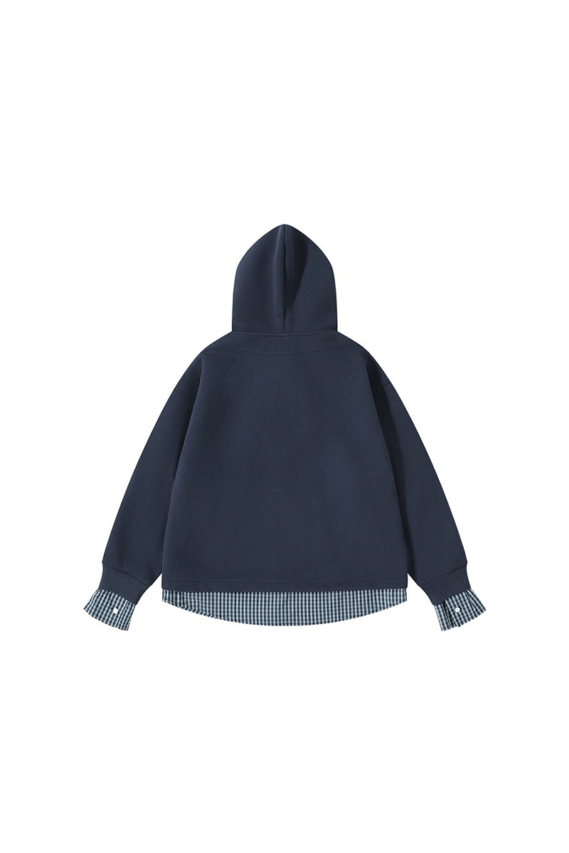 Men's Fall Clothing Plaid-Layered Preppy Pullover Hoodie