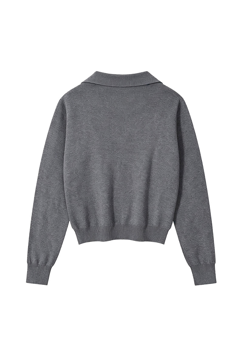 Unisex Fall Clothing 420G Cropped Polo Collar Knit Sweater