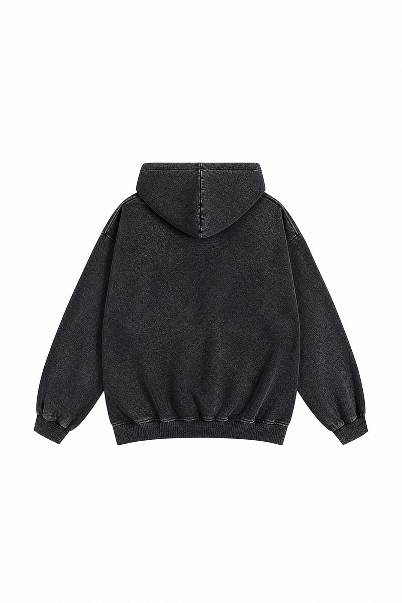Unisex Fall Clothing Vintage Washed Zip-Up Pocket Hoodie