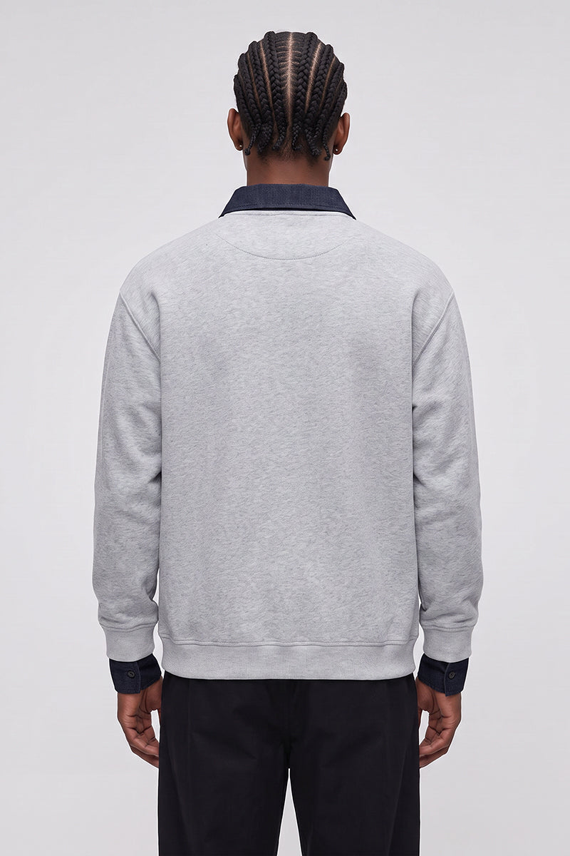 Men's Fall Clothing Half-Zip Layered Preppy Sweatshirt