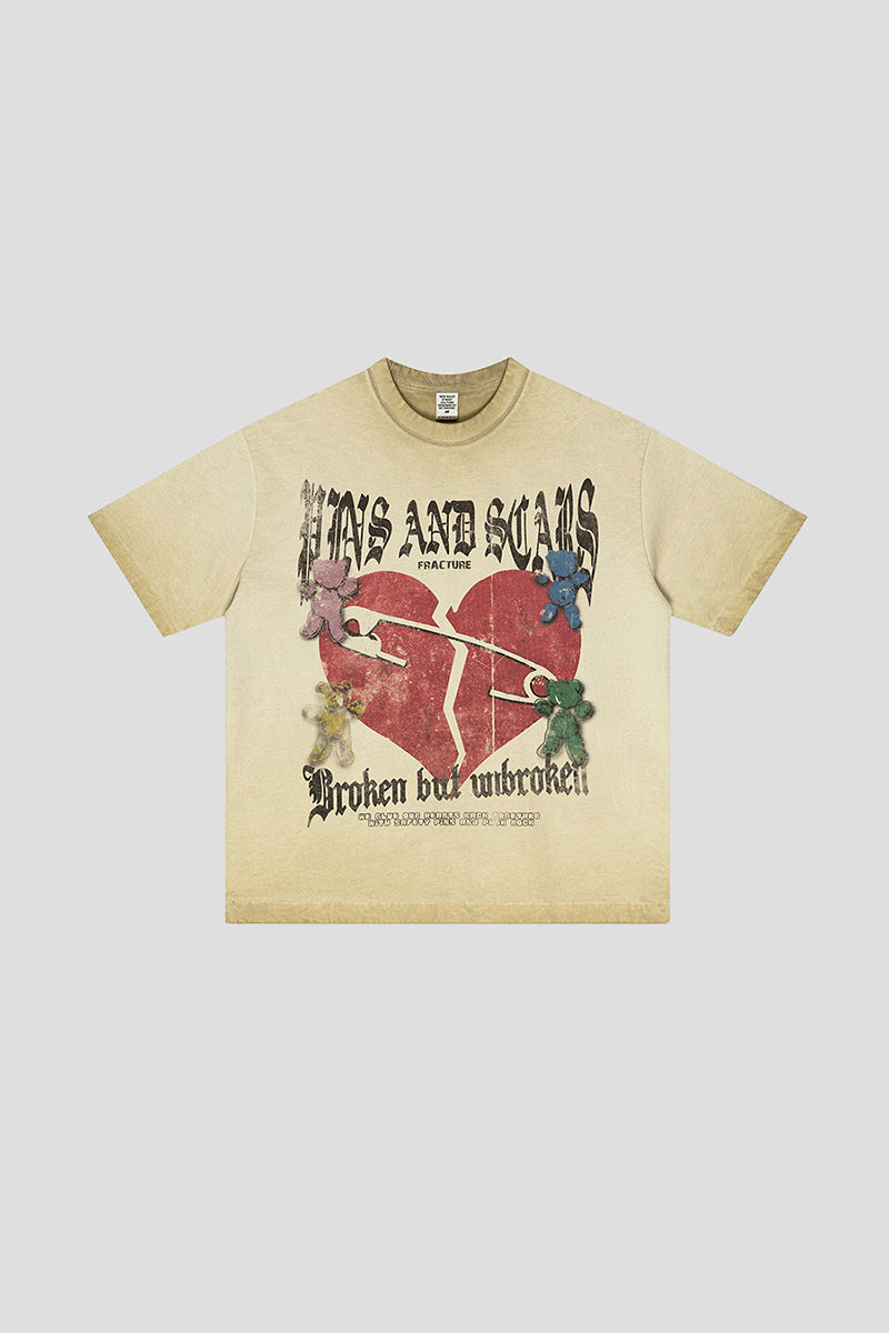 Women's Summer Broken Heart Graffiti T-Shirt