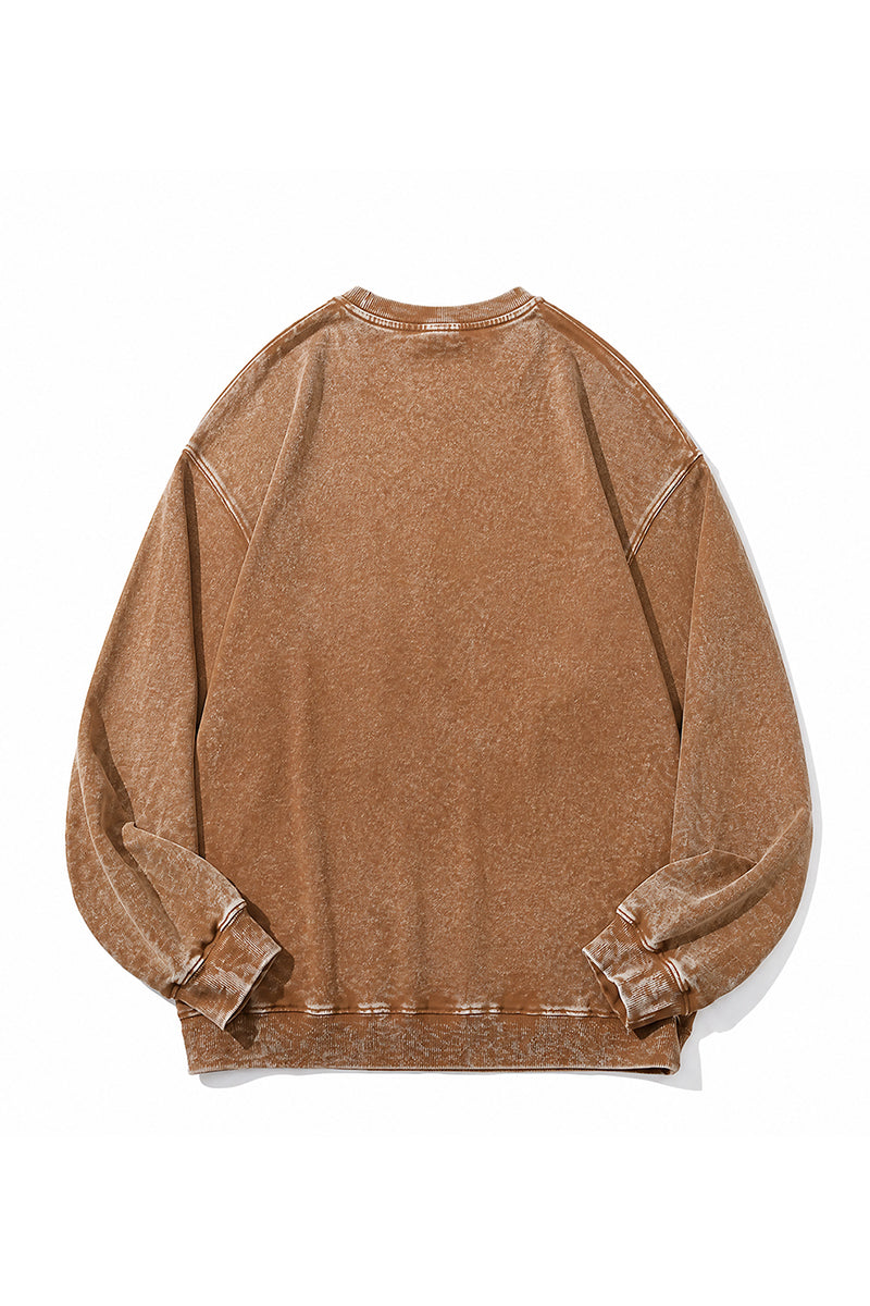 Unisex Fall Clothing Washed Raglan Crew Neck Sweatshirt