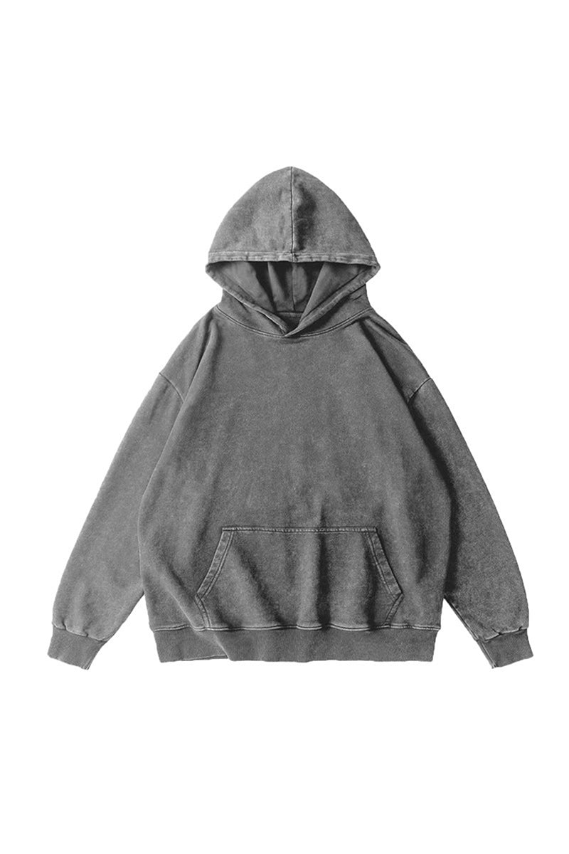 Unisex Fall Clothing Vintage Washed Oversized Pocket Hoodie