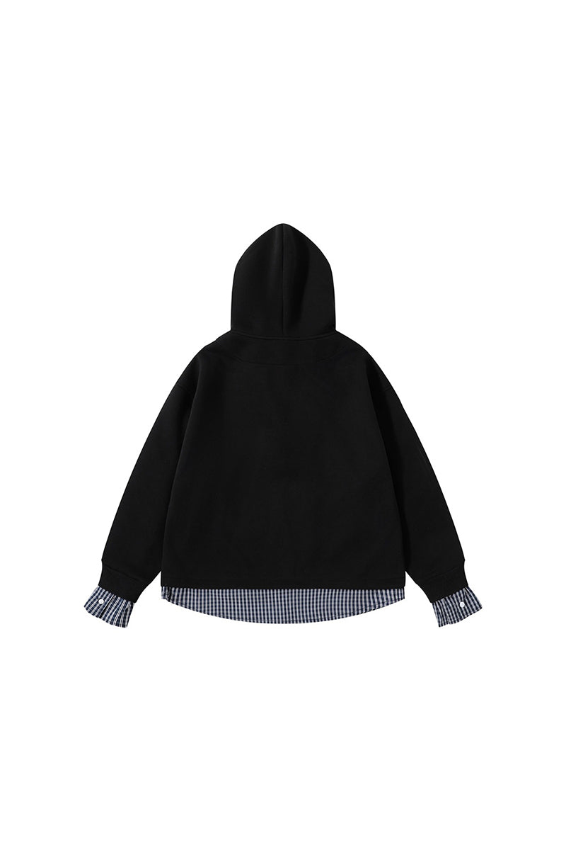 Men's Fall Clothing Plaid-Layered Preppy Pullover Hoodie