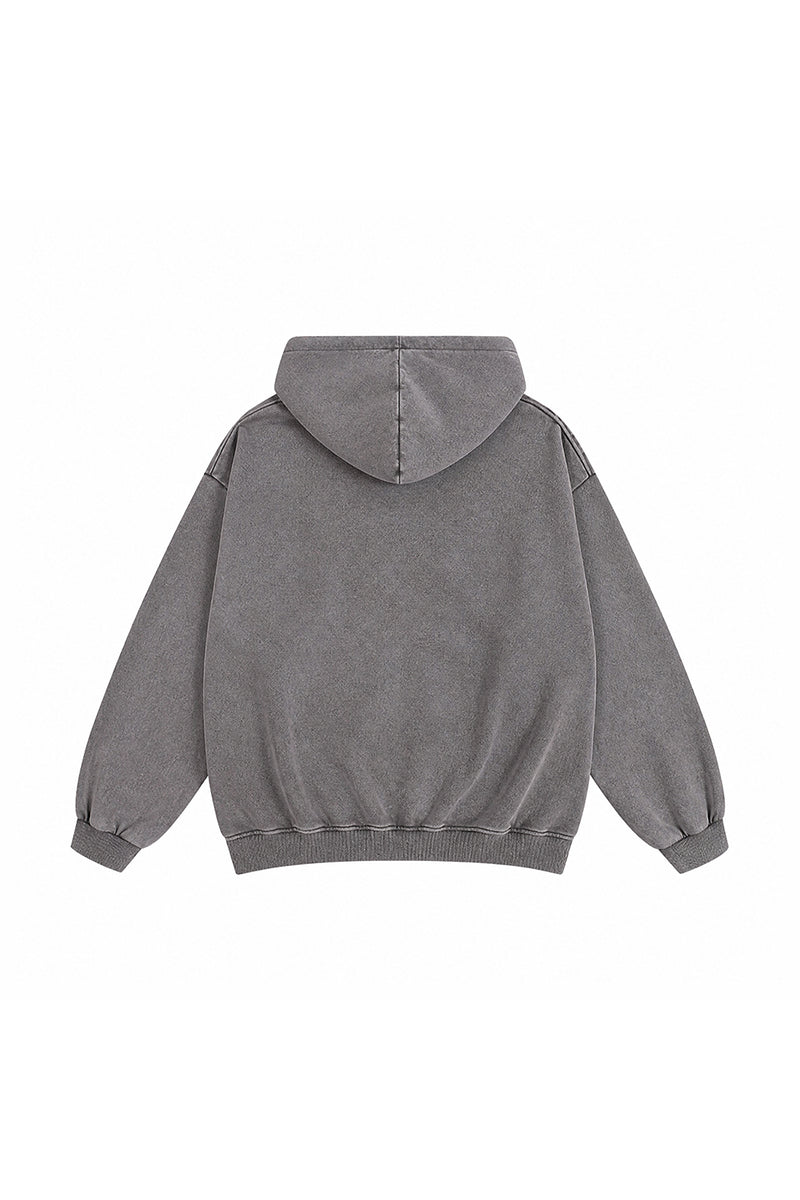 Unisex Fall Clothing Vintage Washed Zip-Up Pocket Hoodie