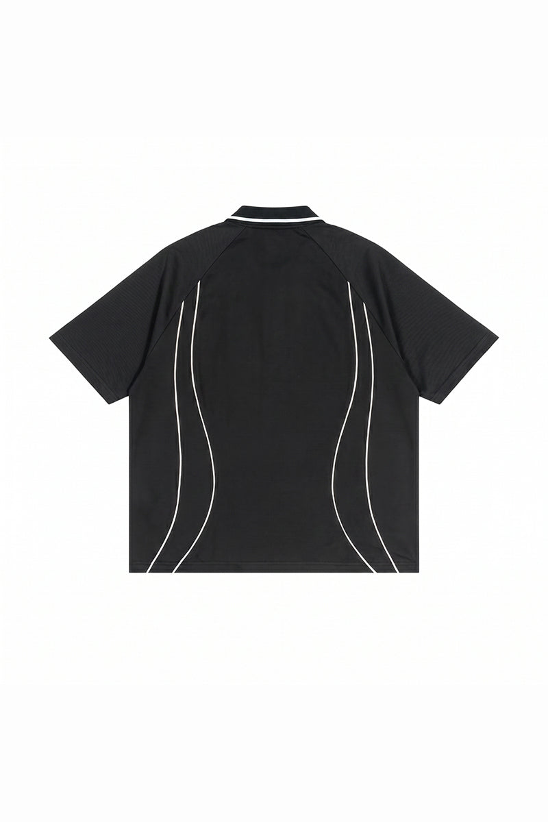 Men's Street Boxy Contrast Piping Short Sleeve Cotton Polo
