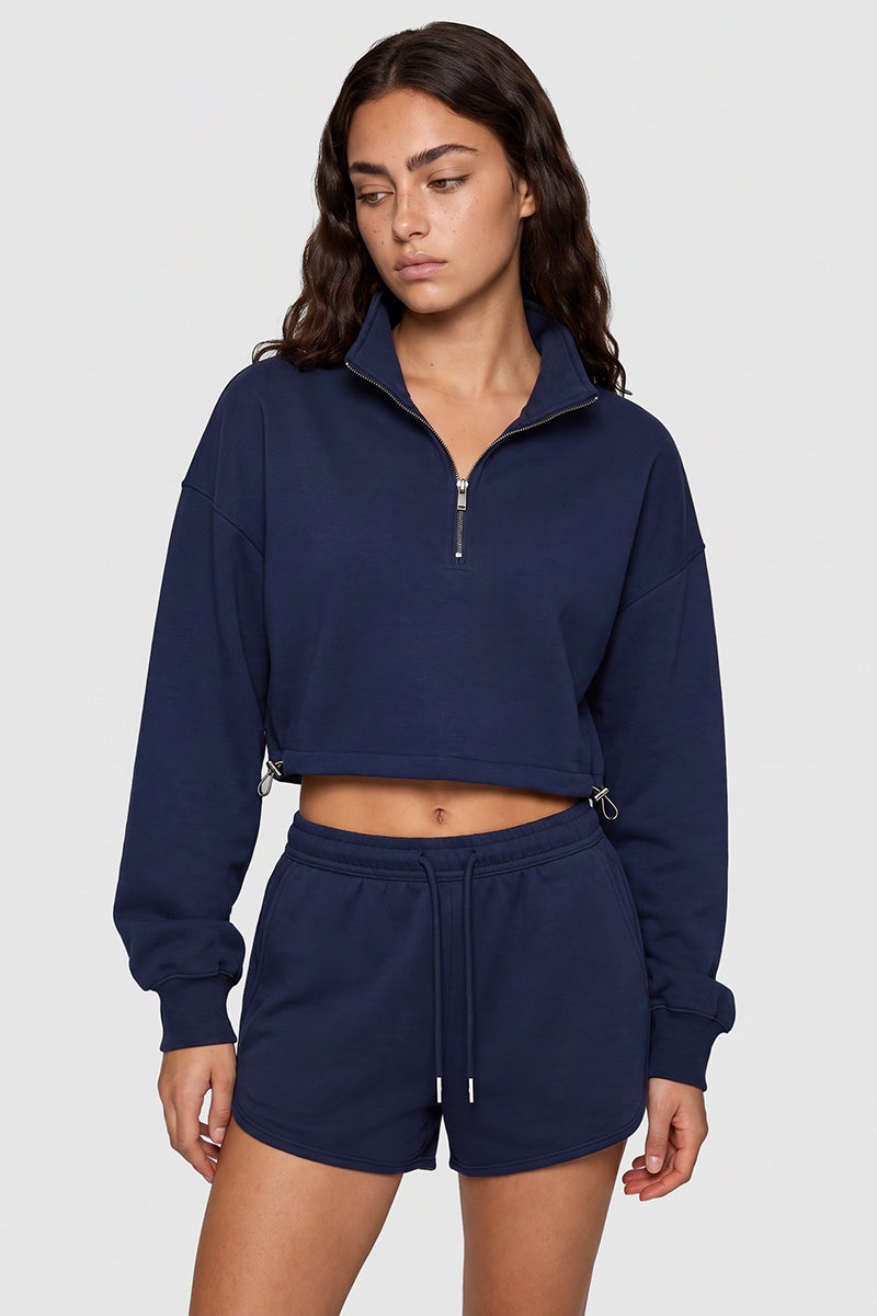 Women's Fall Clothing Half-Zip Cropped Sweatshirt