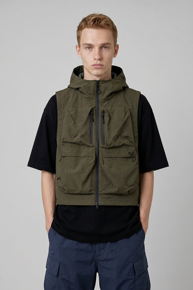 Men's Summer Mountain Multi-Pocket Hooded Utility Vest