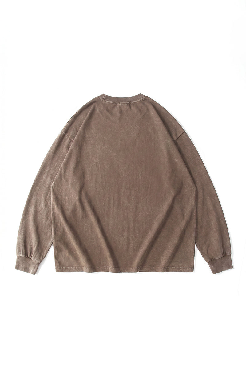 Men's Fall Clothing Washed Oversized Long Sleeve Tee