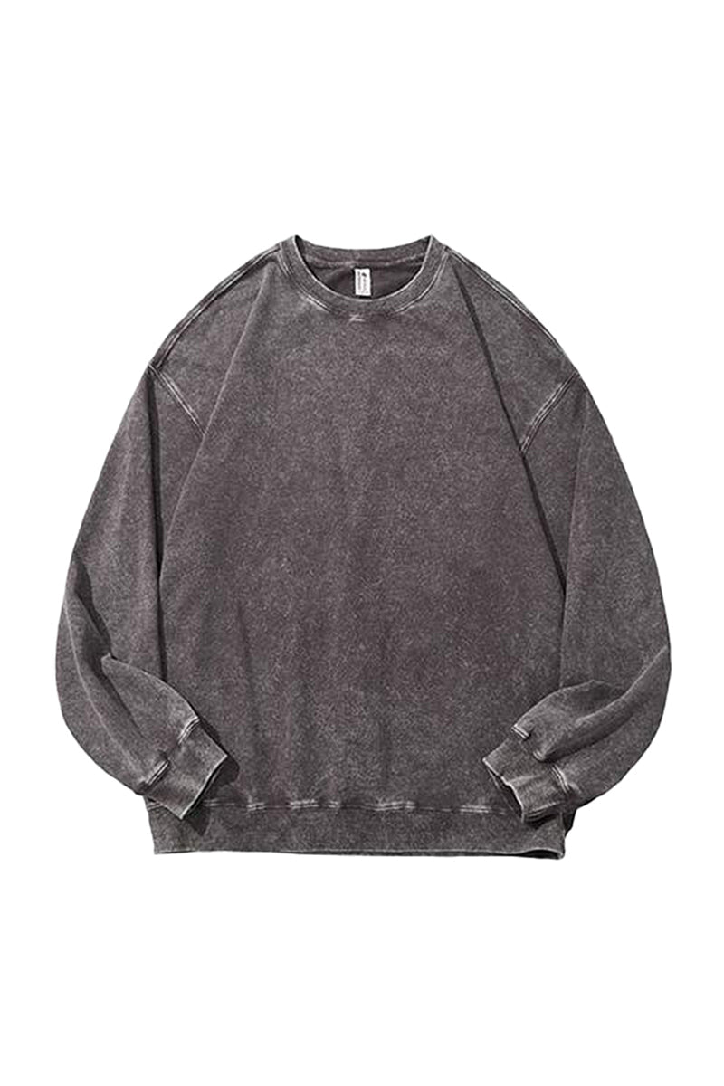 Unisex Fall Clothing Washed Raglan Crew Neck Sweatshirt