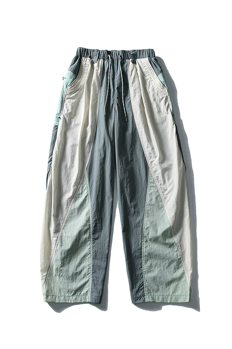 Men Spring Color Block Quick Dry Outdoor Cargo Pants