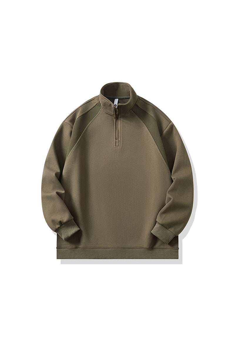 Men's Fall Clothing Half-Zip Colorblock Long Sweatshirt