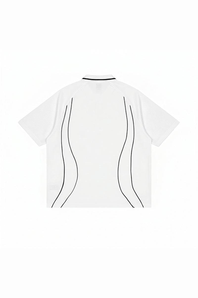 Men's Street Boxy Contrast Piping Short Sleeve Cotton Polo