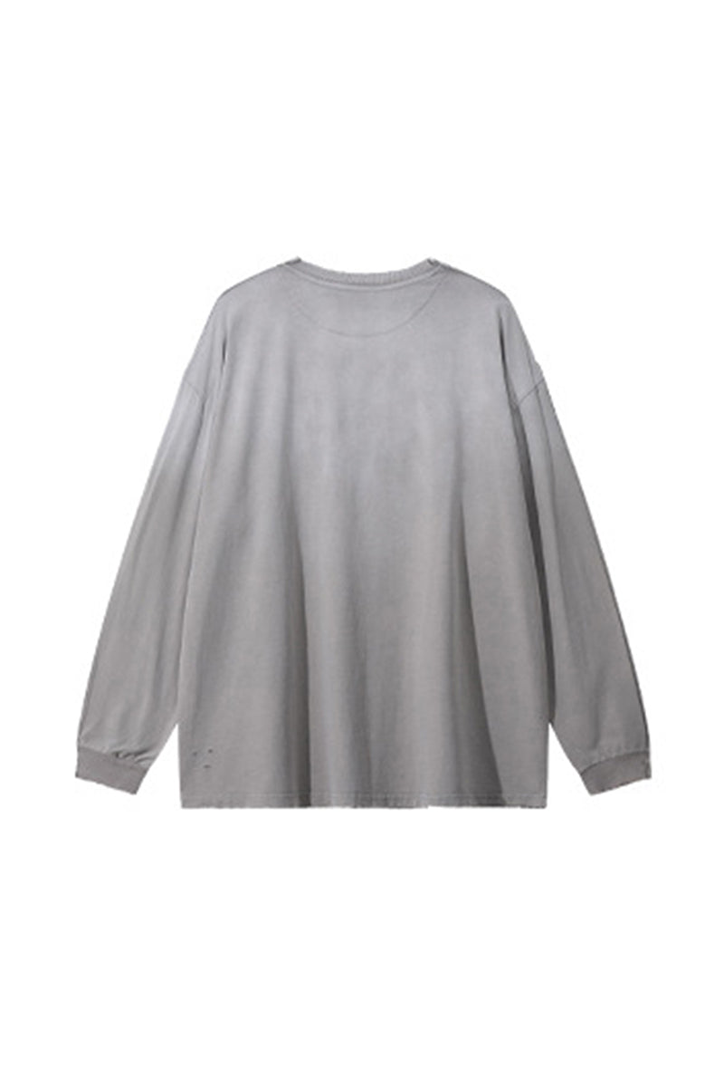 Women's 275g Vintage Cotton Spray Washed Raw Hem Long Tee